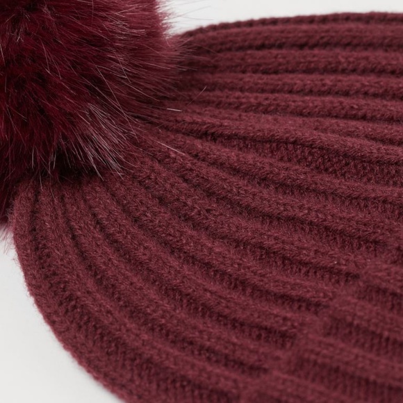 H&M Maroon Beanie with Pompom - Picture 3 of 3
